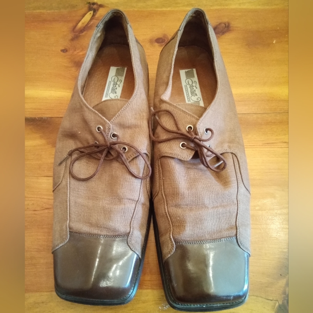 Fratelli Brown Leather and Fabric Oxfords